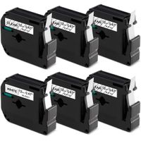 Replace MK131 MK231 12mm 0.47 Inch Black on White/Clear Label Tape Compatible for Brother P-Touch Label Maker PT-M95 PT-90 PT-70 PT-70BM PT-65 PT-85 PT-45, 1/2 Inch x 26.2 Feet, 6 Pack