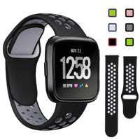 Lintelek Silicone Replacement Bands Compatible with Fitbit Versa, Eco-Friendly Wristband,Breathable Soft Bands, Washable Straps for 5.5-8.5 Inches Wrist, Quick Drying (Small, Black Grey)