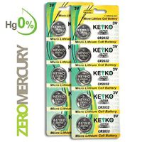 2032 Battery - 10 pcs Pack - 3V Lithium Buttom Coin Cell Battery Type 3.0 Volt: CR2032 DL2032 ECR2032 Genuine KEYKO Supreme High Energy