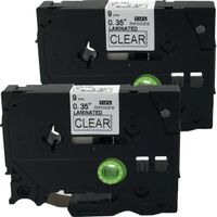 NEOUZA 2PK Compatible for Brother P-Touch Laminated Tze Tz Label Tape Cartridge 9mm x 8m (TZe-121 Black on Clear)