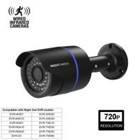 Night Watch Security 1 Pack Analog HD 720p Wired Bullet Camera (Black, Camera Only, Compatible with Night Owl DVRs Certified)
