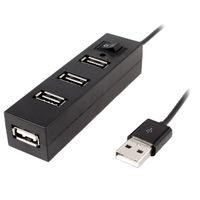 uxcell PC Laptop Black On/Off Switch 4 Ports Blue LED 480Mbps USB 2.0 Hub
