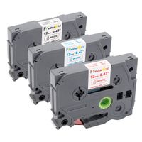 Replace TZe TZ P-Touch Fabric Iron-on Clothing Label Tape 12mm 0.47 inch, TZe-FA231 TZe-FA3 TZe-FA3R, Compatible with Brother PT-D210 PT-D400 PT-D400VP PT-H110 Label Maker, Black/Blue/Red on White, 3P