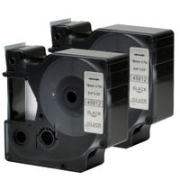 2PK Dymo D1 Tape 45812 Black on Silver Label Maker Cartridge 19mm(3/4") Compatible for LabelManager 350D 400 500TS