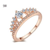 Hemlock Lady Jewelry Ring, Women Girl's Simple Pretty Crown Crystal Ring Princess Fingers Rings (Rose Gold-9)