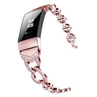VEAQEE Compatible with Charge 3 Bands for Women, Charge 3 SE Bands Large Small, Premium Metal Straps Bracelet Wristbands Accessories for Charge 3 Watch Bands (Rose Pink)