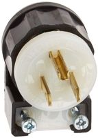 Leviton 5266-CA 15 Amp, 125 Volt, Angle Plug, Straight Blade, Industrial Grade, Grounding, Black-White