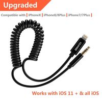 sunshot Car AUX Audio Cable Compatible with iPhone 7 8 X Xs Max XR 3.5mm Premium Auxiliary Audio Cable Accessories Upgraded Chip (Coiled Black)