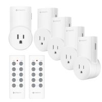 Etekcity Wireless Remote Control Outlet Light Switch for Lights, Lamps, Christmas Decorations, Plug and Go, Up to 100 ft. Range, FCC, ETL Listed, White (Learning Code, 5Rx-2Tx)