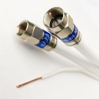 200ft White DIRECTV Approved 3Ghz Aerial Dual Solid Copper RG6 w/Copper Ground Messenger COAXIAL Cable 18AWG Weather Seal Brass CONNECTORS UL ETL HD Satellite Assembled in USA