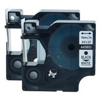 GREENCYCLE 2 PK Black on White Label Tape Compatible for Dymo D1 45803 S0720830 3/4 Inch LabelManager 350 Labeling Maker