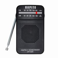Portable Pocket Transistor Radio Battery Operated AM/FM Radio - Best Reception, Longest Lasting, Built-in Speaker and Mono Headphone Socket for Walking Hiking Camping (Black)
