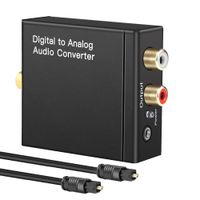 Digital to Audio Converter Digital Optical Toslink Coaxial Inputs to RCA Audio Adapter and AUX 3.5mm Headphone Outputs Optical Toslink Cable Included