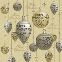 Christmas Tree Deco MAGNIFICENCE Christmas Paper Luncheon Napkins 40pcs 13"x13" Golden Silver Glass Balls MERRY CHRISTMAS