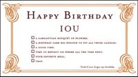 Birthday IOU card