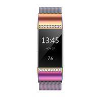 QusFy Metal Band Compatible with Fitbit Charge 2, Slim Thin Stainless Steel Metal with Magnetic Closure Replacement Accessories Small Large for Women Men, Black, Silver, Champagne, Rose Gold, Colorful
