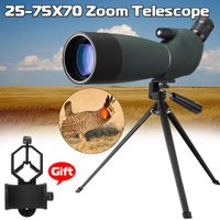 XUEXUE Outdoor 25-75X70 BAK4 Telescope Monocular Waterproof Zoom Spotting Scope Binoculars with Tripod Phone Holder Hunting Optic Scope