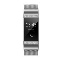 QusFy Metal Band Compatible with Fitbit Charge 2, Slim Thin Stainless Steel Metal with Magnetic Closure Replacement Accessories Small Large for Women Men, Black, Silver, Champagne, Rose Gold, Colorful