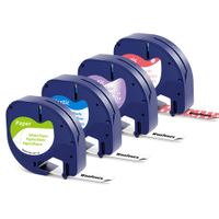 Wonfoucs Compatible Label Tape Replacement for DYMO 1/2 Inch Refills LetraTag Labeling Tapes, Paper White + Plastic White/Clear/White Flower Tape for DYMO LetraTag Label Makers, 4 Pack