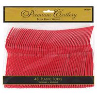 Apple Red Premium Heavy Duty Plastic Forks, 48 Ct.