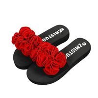 Hemlock Women Slipper Summer Sandals Flower Beach Flip Flops Shoes Slipper Home Flip Flops (US:8.5, Red)