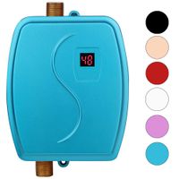 Electric Tankless Hot Water Heater, 110V 3000W Mini Tankless Instant Hot Water System with Leakage Protection and LCD Digital Display Bathroom Kitchen Washing, Version 01- Blue