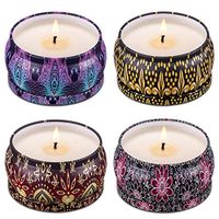 Scented Candle, Soy Wax - 4.5 Ounce - 4 Pack - Travel Candles in Tins Set - Stress Relief Aromatherapy Candle - Fresh and Sweet Fruit Odor - Grapefruit, Bergamot, Mango, Peach Scent Candles Set