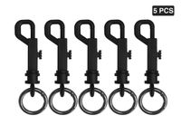 ELVES 5PCS Plastic Connection Buckle Swivel Key Chain with Mini Circle Round Carabiner Spring Snap Clip Hook Aluminum Alloy Ring for Outdoor Camping, Hiking, Fishing, Lanyard, Pet Leash