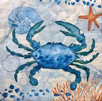 Creative Converting Set of 36 Luncheon Paper Napkins ~ Watercolor Crab