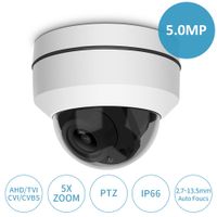 PTZ Camera,LEFTEK Security Camera AHD/TVI/CVI/CVBS RS485 HD Analog Ultra 5.0 MP(3072x1728 Pixel) 5X Zoom(2.7-13.5mm) 65ft IR Dome Camera IP66 Weatherproof Anti-Explosion CCTV Camera