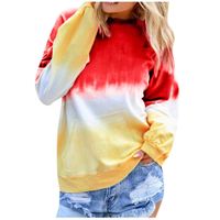 haoricu Women's Casual Triple Color Block Long Sleeve Pullover Loose Lightweight Tops Sweatshirts (A-Red, XXL)