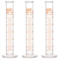 StonyLab 3-Pack Borosilicate Glass 50ml Heavy Wall Graduated Cylinder Measuring Cylinder - 50ml