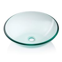 Miligore Modern Glass Vessel Sink - Above Counter Bathroom Vanity Basin Bowl - Round Clear
