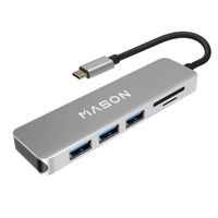 USB-C Hub with 3 USB 3.0 Ports and SD/TF Card Reader Compatible New MacBook Air, 2019-2016 MacBook Pro 13/15 (Thunderbolt 3), ChromeBook and More, Multi-Port Type C Adapter (Space Gray)