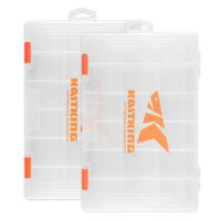 KastKing Tackle Boxes, Plastic Storage Organizer Box with Removable Dividers, 3600 Tackle Trays, Parts Box, 10.8x7.25x1.65 Inches (Pack of 2)