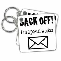 3dRose Back Off I'm a Postal Worker Key Chains, 2.25" x 2.25", Set of 2 (kc_171999_1)
