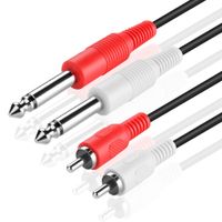 TNP Premium Dual 1/4 Inch to Dual RCA Audio Cable (10FT) - Male 6.35mm 1/4" Phono Mono to RCA Connector Wire Cord Plug Jack