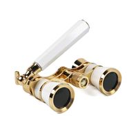 Kingscope 3X25 Vintage Opera Glasses Binoculars for Theater Musical Concert (Lorgnette, White, with Handle)