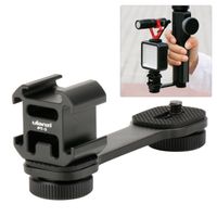Ulanzi PT-3 Triple Cold Shoe Mounts Plate Microphone Led Video Light Extension Bracket Microphone Stand Rig Bracket Compatible for DJI OSMO Mobile 2 Zhiyun Smooth 4/Feiyu Vimble 2 Gimbal Stabilizer
