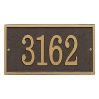 Whitehall Personalized Cast Metal Address Plaque - Custom House Number Sign - Rectangle (11" x 6.25") - Bronze with Gold Numbers