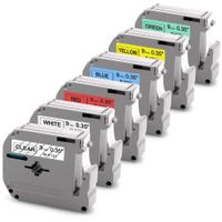 M Tape P-Touch Cartridge 9mm 3/8 Inch M-K121 M-K221 M-K421 M-K521 M-K621 M-K721 Compatible with Brother P Touch Label Maker PT-M95 PT-90 PT-100 PT65 PT-55BM PT-80, 26.2 Feet (8m) 6-Pack