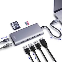 GOESFI Docking Station USB Type C/Thunderbolt 3 to HDMI 4k Gigabit Ethernet RJ45 USB 3.0 A SD/TF Card Reader Multiport Hub for MacBook Pro/AIR 2018 HP Dell Lenovo Thinkpad Huawei Surface Dock