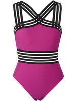 Hilor Women's One Piece Swimwear Front Crossover Swimsuits Hollow Bathing Suits Monokinis Rose Red M/US8-10