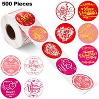 Valentine's Day Stickers Happy New Year Stickers Thank You Seal Stickers Inspirational Quote Stickers Snowflake Label Stickers (Valentine's Day Theme, 500 Pieces)