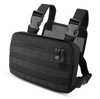 abcGoodefg Tactical Chest Rig, Molle Radio Chest Harness Holder Holster Vest for Two Way Radio Walkie Talkies (Black)