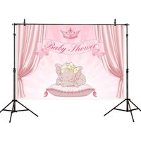 Allenjoy 7x5ft Pink Elephant Baby Shower Party Backdrop Newborn Baby Birthday Party Crown Circus Drapes Welcome Decorations Photography Background Photo Banner