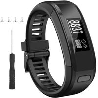 HSWAI Compatible Bands Replacement for Garmin Vivosmart HR,Soft Silicone with Metal Buckle Wristband for Garmin Vivosmart HR(black)