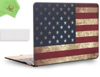 UESWILL 2in1 Rubberized Unique Pattern Solid Hard Shell Case with Clear Keyboard Cover for MacBook 12 inch with Retina Dsiplay (Model: A1534) + Microfibre Cleaning Cloth,US Flag