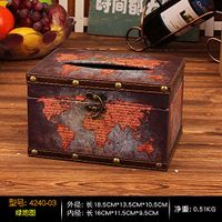 T-ZJHC European Creative Retro Tissue Box Home Room Bedroom Napkins Tray Living Room Coffee Table Storage, Beige