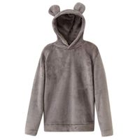 Cute Hoodies for Women Hessimy Women Girl Hoodies Cute Cat Ear Novelty Printed Pullover Sweatshirt Grey